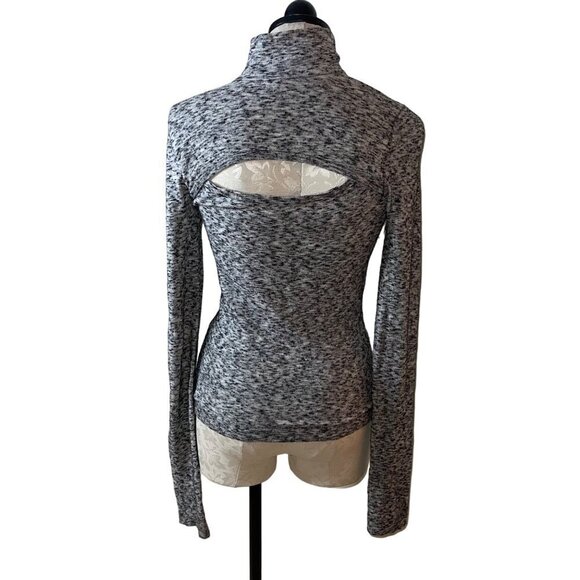 Margaret O Leary Womens Sweater Size S Gray Long Sleeve Mock Neck Cut Out Back - Picture 2 of 10